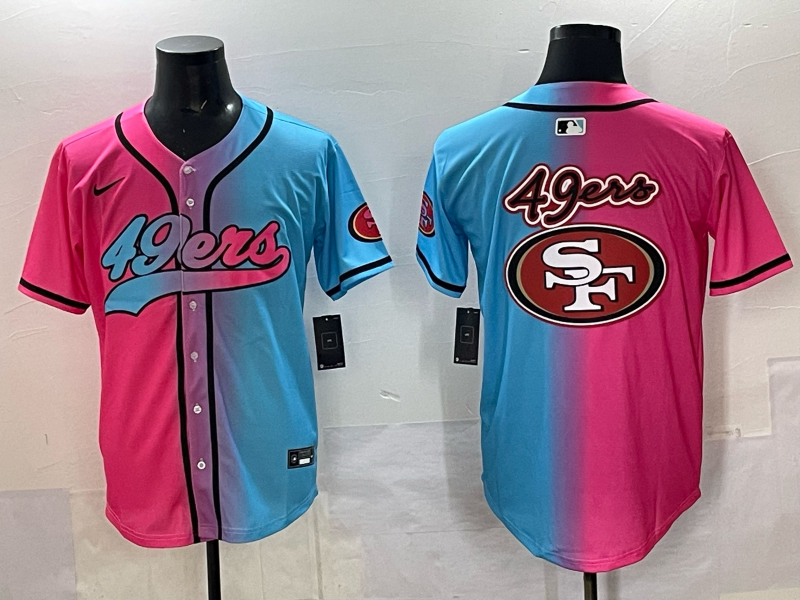 Men 2025 San Francisco 49ers blank Pink Blue pink Nike Limited NFL Jersey 0024